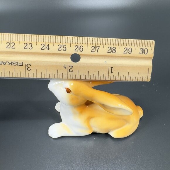 Vintage Bone China Small Rabbit Bunny Porcelain Figurine Tan White Figure VTG - Picture 3 of 11